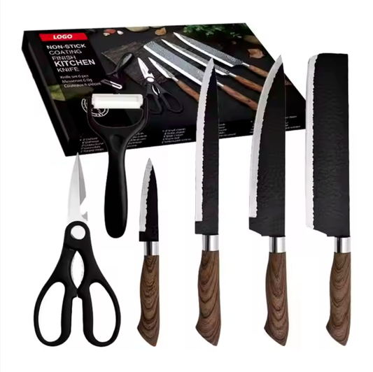 Lappie™  6 Pieces Black High Carbon Stainless Steel Sharp Knives